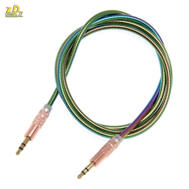 Discolored ring matel ring Rainbow Gradation color AUX Cable Jack 3 5 Audio Cable Speaker Cable for Headphone Car AUX Cord 50pcs