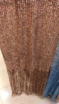 

Fashion sequins French lace fabric with tassel ZH18122519 African tulle embroidery for wedding dress