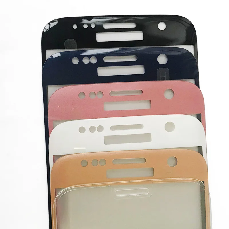 Защитное закаленное 3d стекло для Samsung Galaxy S7 S6 edge Plus розовое синее