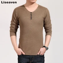 Liseaven, зимний свитер с v-образным вырезом, Мужской пуловер с длинными рукавами, свитер, мужские вязаные свитера, M-3XL