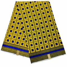 Модный желтый цвет африканский нигерийский Анкара воск набивной ткани полиэстер для женщин платье 6 ярдов S90413-3