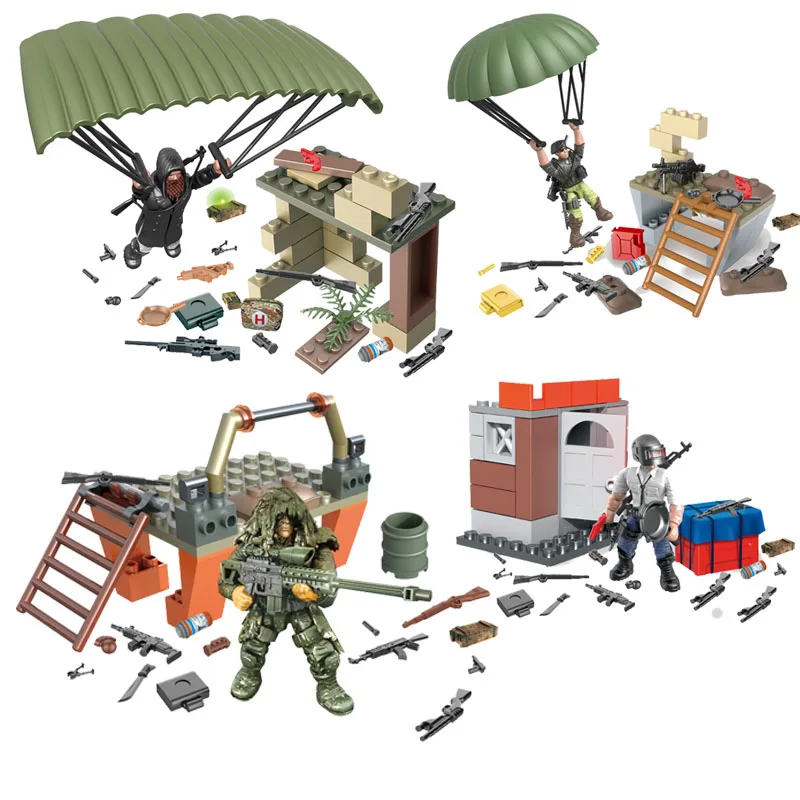 

4Pcs Military Series World War SWAT Special Forces Rainforest Battle soldier Figures Building Blocks Toys For Kid Gifts