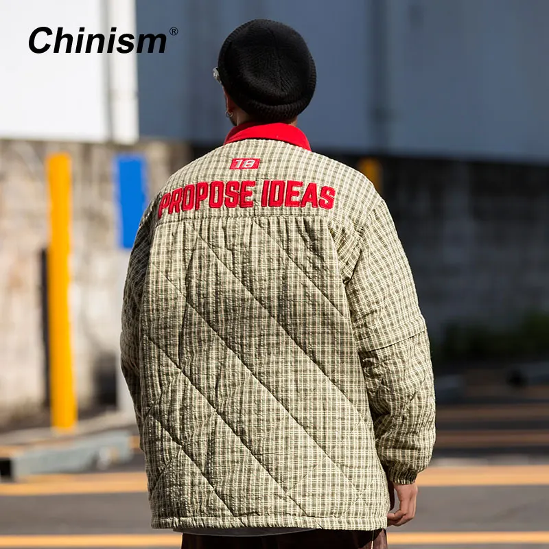 CHINISM/утепленная клетчатая рубашка с цветной вышивкой зимняя отстегивающимся