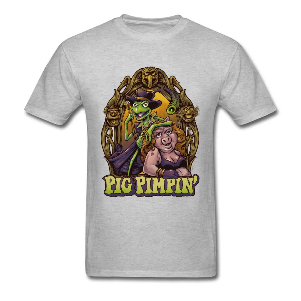 CasualCasual Short Sleeve Tops Shirt Lovers Day Designer Crew Neck 100% Cotton Fabric T-shirts Man T Shirt Pig Pimpin  Pig Pimpin grey