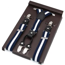 Для женщин подтяжки для 2,5 см скобы для взрослых 4 зажимы Мужской Винтаж повседневное Suspensorio мотобрюки ремень отец/муж подарок 2,5*110