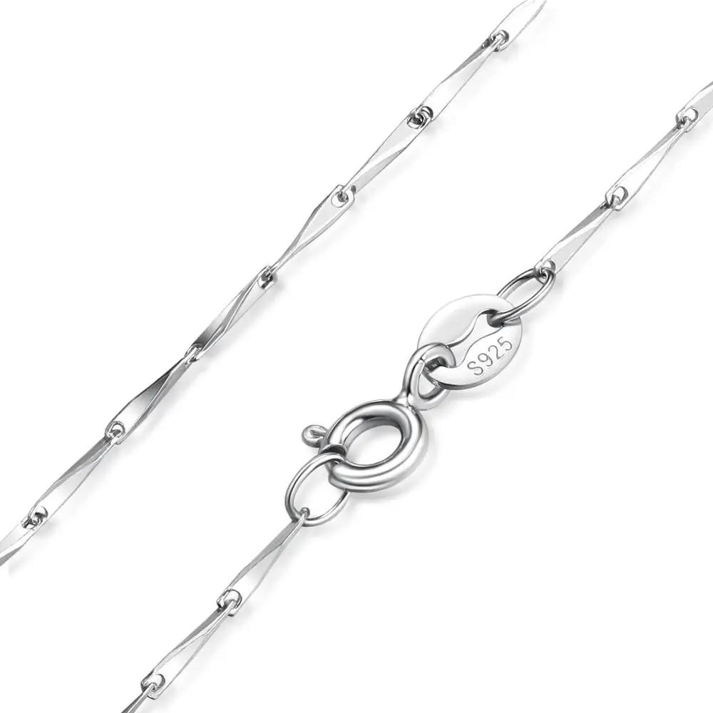 BAR CHAIN 40CM Ювелирный дворец подлинное ожерелье из стерлингового серебра 925 пробы инжот витой трассировки Belcher змея бар Сингапур ко - Окраска металла: BAR CHAIN 40CM