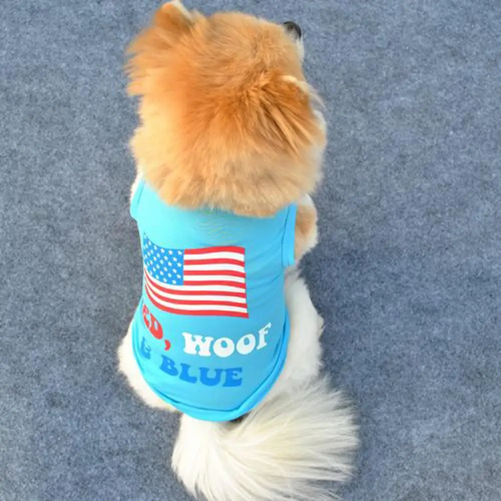 

New Dog Pet Clothes Summer The Usa Flag Vest Sleeveless Dog T-Shirts Apparel