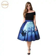 ISTider Новинка года, Рождественская юбка-пачка с принтом олень Санта Клауса синего цвета и галактики, Женская винтажная юбка-пачка с высокой талией, saia midi