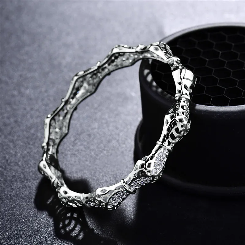 BUDONG Infinity роскошный уникальный браслет для женщин серебро/золото-цвет Pulsera белый Фианит, циркон, кристалл свадебные ювелирные изделия XUZ023