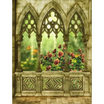 

TR 10x10ft Wedding Photo Studio Backdrops Flowers Garden Yard Arches Backgrounds Brick Floor Stone Retro Castle Photography Prop
