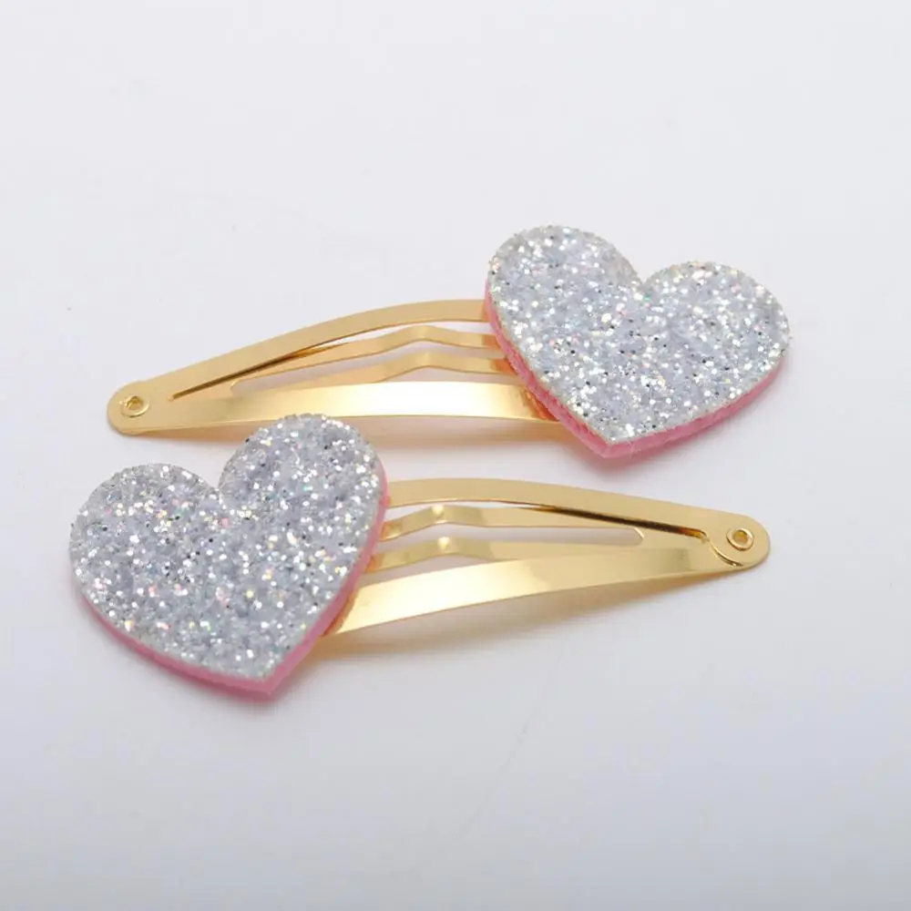 Silver Hairclips 10 шт./лот, маленький размер, заколки для девочек, блестящее сердце, подарок на день рождения, аксессуары для маленьких девочек, детский зажим для волос для детей - Цвет: Silver Hairclips