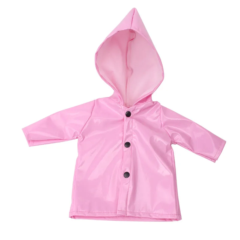 43 см Детские куклы одежда с капюшоном водонепроницаемый дождевик Американский Новорожденный платье детские игрушки подходят 18 дюймов девушки кукла f539 - Цвет: Розовый