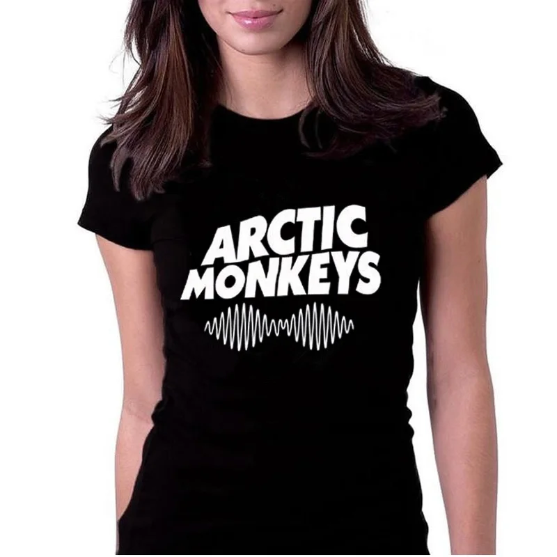 Arctic القرد الصوت الموجة المرأة تي شيرت قمم فاسق صخرة fashoin t-shirt إمرأة أسود أبيض تي شيرت فام حجم 2xl