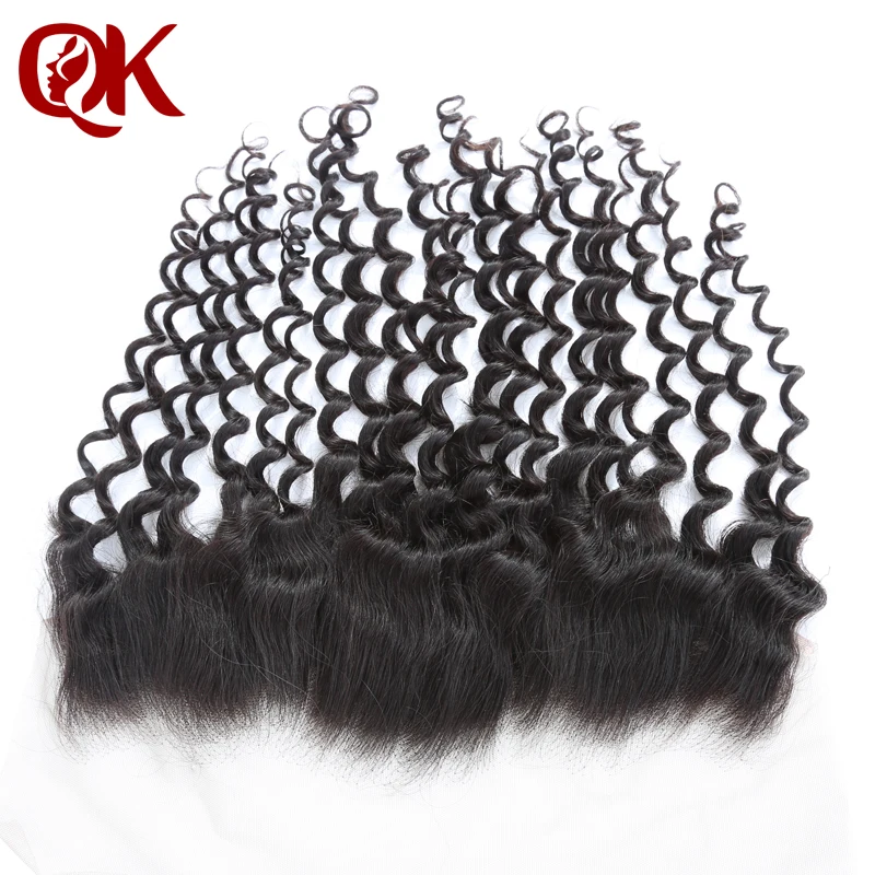 QueenKing Hair Brazilian Lace Frontal Closure Deep Wave Remy Hair 13x4 Pre Plucked Hairline Bleached Knots Human Hair Pieces
