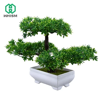 

Welcome Pine Tree Artificial Bonsai Plant Fake Flower Green Plant Simulation Welcoming Flower Pot Vase wedding Home Decoration