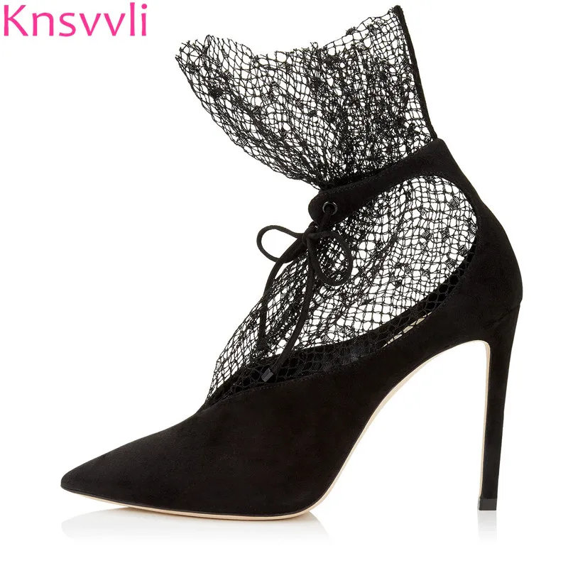 black mesh stilettos