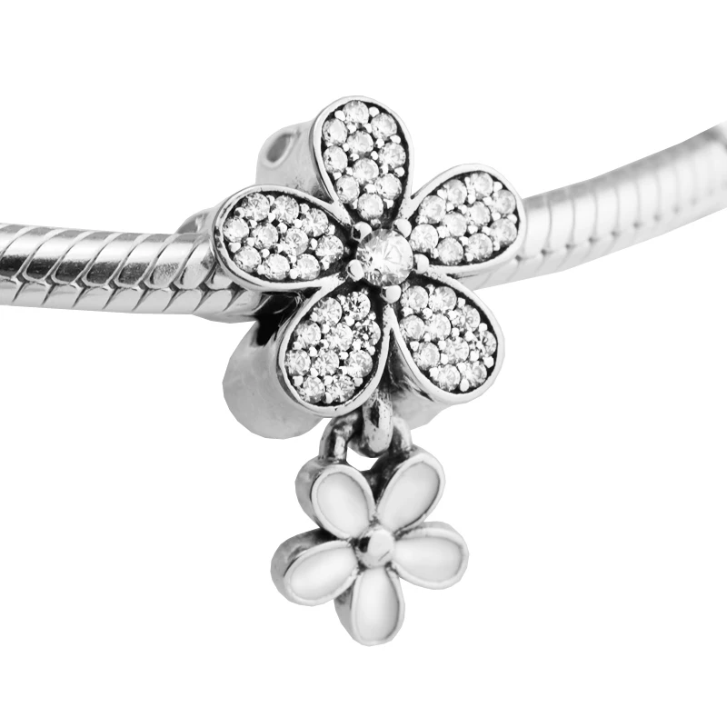 

Beads FOR Jewelry Making DIY Sterling-Silver-Jewelry Dazzling Daisy Duo Bead Charms Silver 925 Berloque Perles Charm