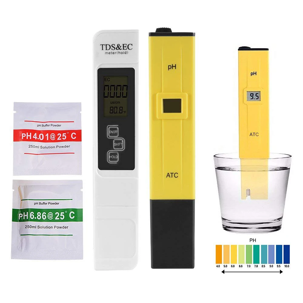

3in1 TDS+EC+Temp Meter and PH Meter with ATC, Digital Accuracy Water Quality Monitor Pen Style Portable Tester AD107