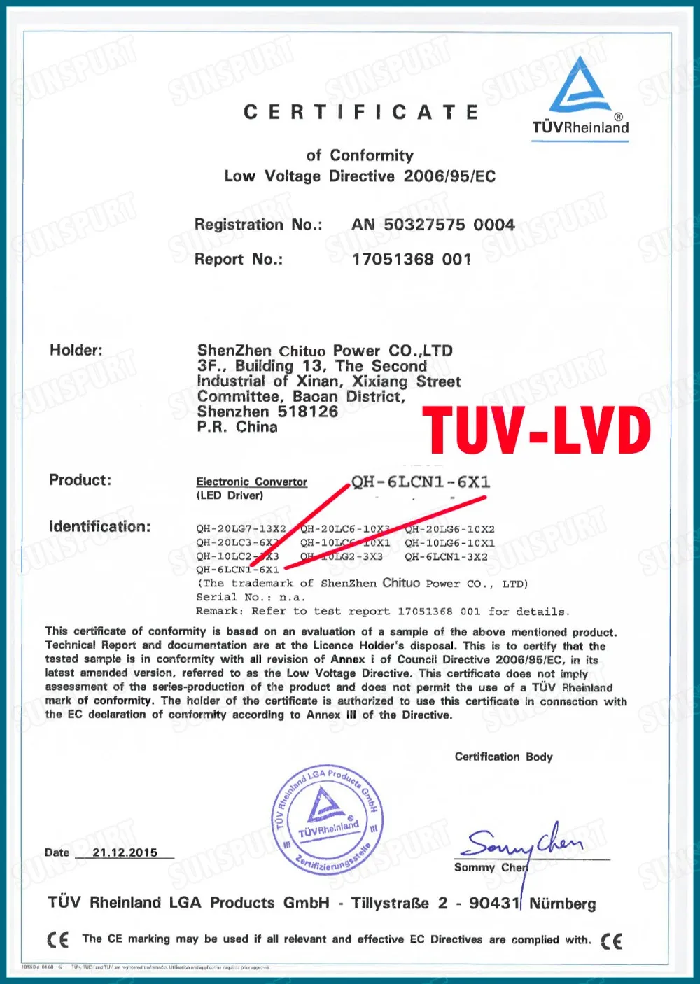 lc6w 10w 20w TUV-LVD Cert01