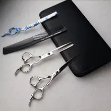 6,0 дюймов Профессиональные Парикмахерские Ножницы Набор для стрижки и истончения волос+ бритва для волос+ расческа(1 комплект