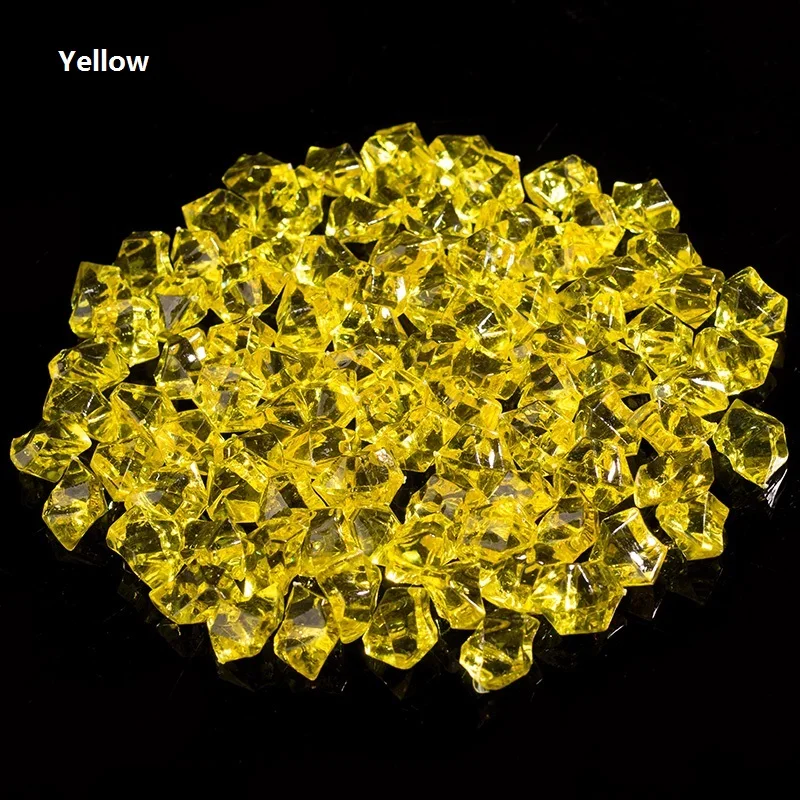 Yellow 100 x искусственный цвет рок акриловый кристаллический камень пластиковая прозрачная ваза декоративная каменная рыбка украшения для дома и свадьбы - Цвет: Yellow