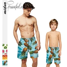 Пляжные шорты мужские шорты с принтом для родителей и детей, повседневные пляжные штаны для отдыха, купальный костюм для сына и папы, пляжная одежда
