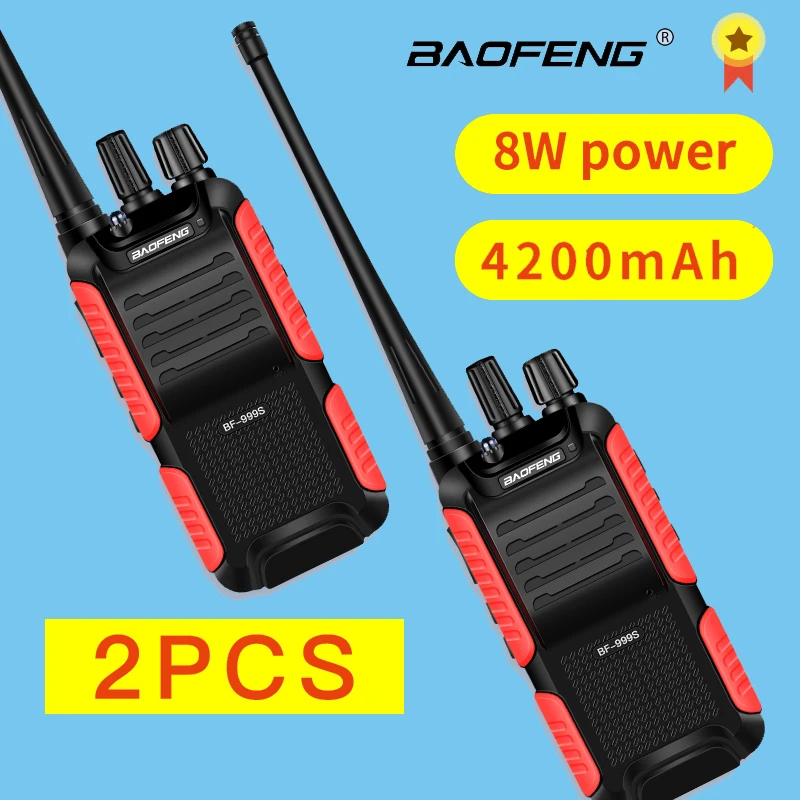 

2PCS BF-999S Plus 999S Walkie Talkie Baofeng 8W 4200mAh USB charger Long Distance Portable Two Way Radio Upgrade BF-888s cb