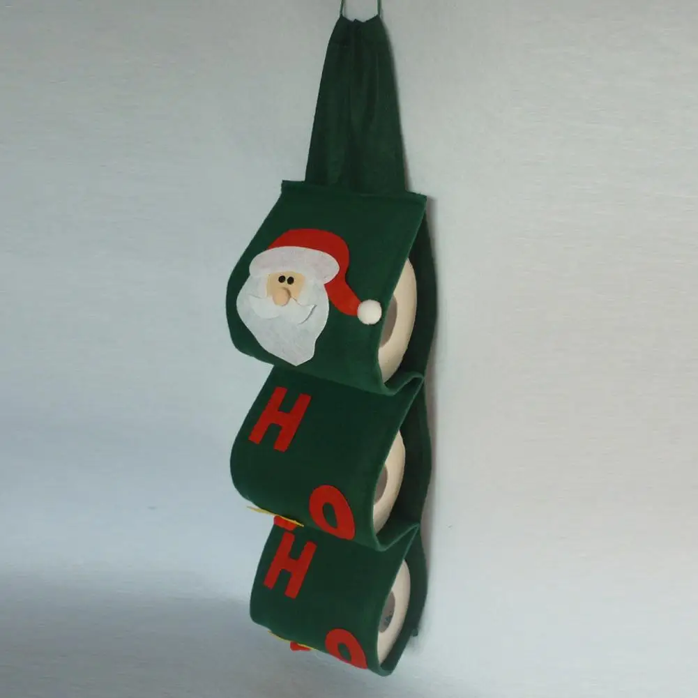 

3 Layers Santa Claus Pattern Toilet Roll Paper Covers Christmas Decor Bathroom Hanging Towel Napkin Storage Bag Organizer Holder