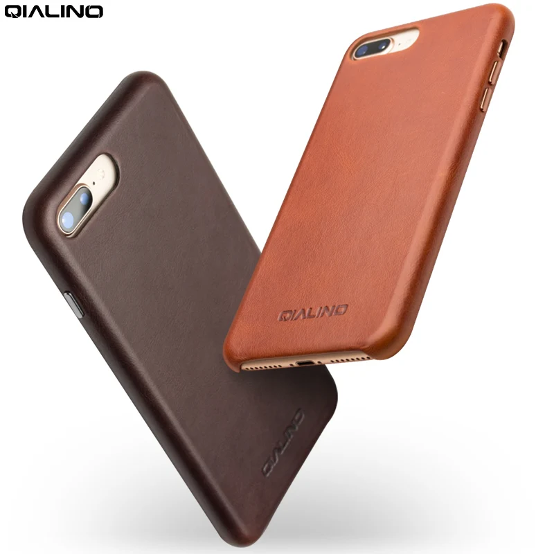 QIALINO Бизнес Стиль из натуральной кожи задняя чехол для iPhone 8 плюс мода чисто ручной работы чехол для iPhone 8 4,7/5,5 дюймов