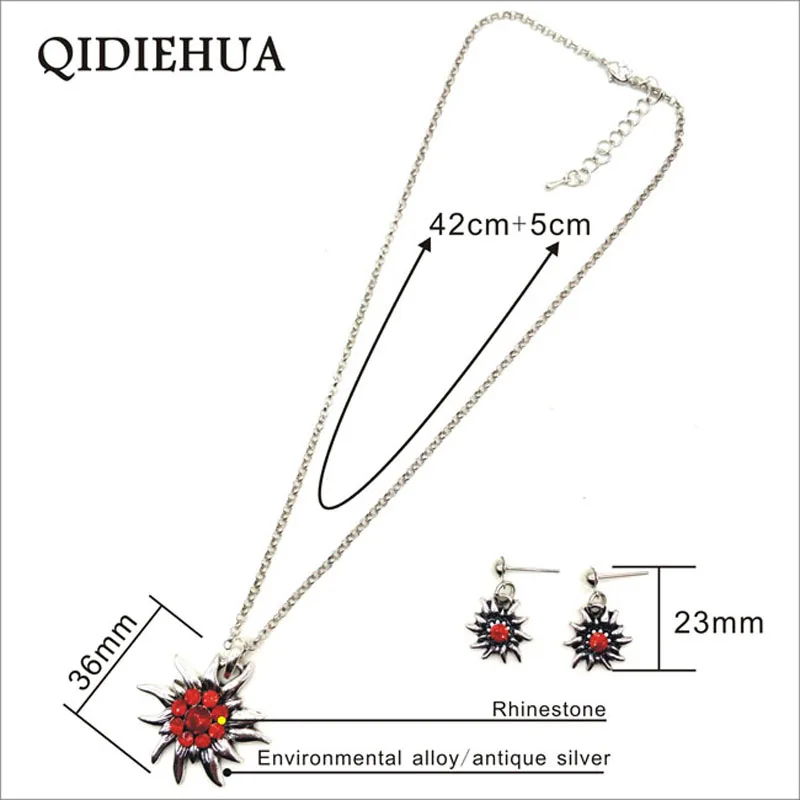 Модный Элегантный комплект ожерелья и серег QIDIEHUA Edelweiss Винтажные Ювелирные