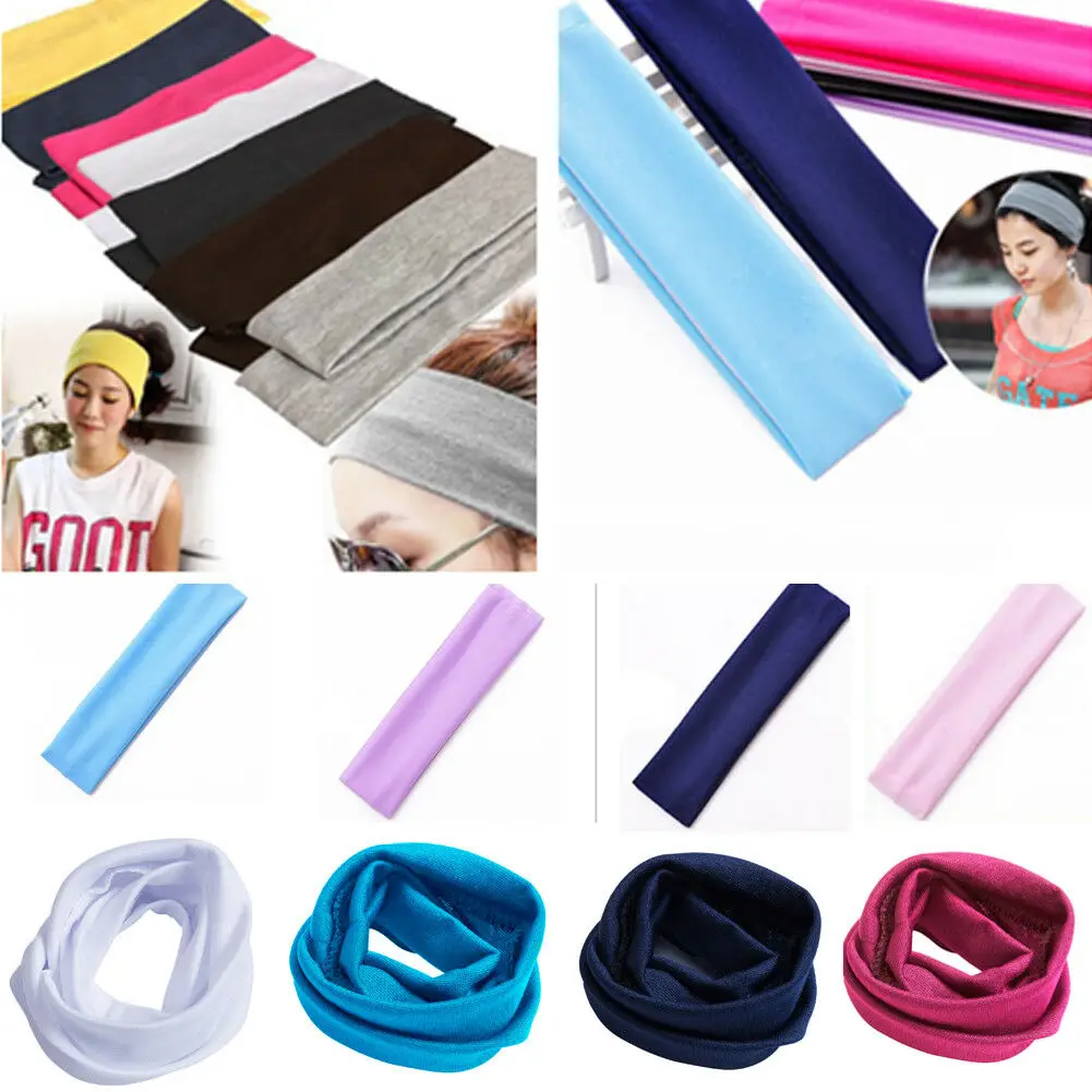 

2019 Hot Women Lady Sport Terylene Elastic Hairband Headband Sport Soft Fashion Hair Band Purplr Pink 8 Color
