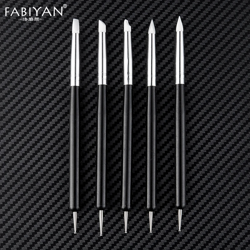 

5Pcs/Set Nail Art Dual-end Sculpture Emboss Carving Dotting Painting Brush Silicone Pen Tips Rhinetstone Picking Manicure Tools