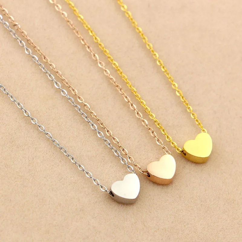

Glossy heart peach heart pendant rose gold titanium steel clavicle necklace fashion jewelry clavicle necklace