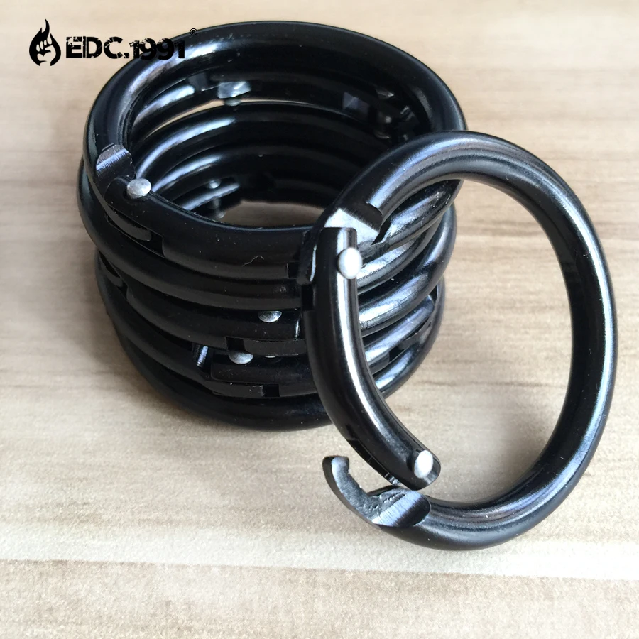 6pcs Spring Snap Clip Hook Keychain Keyring Climbing Hiking Circle Carabiner