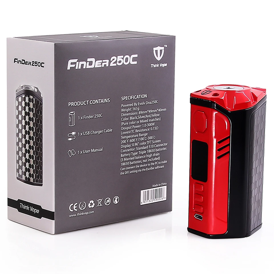 DHL доставка ThinkVape Finder 300 Вт DNA250C коробка мод с Wotofo профиль Unity RTA OFRF катушка хлопок