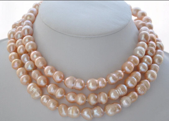 

0001134 50" 20mm PINK peanut DOUBLE BAROQUE FRESHWATER PEARL NECKLACE AAA