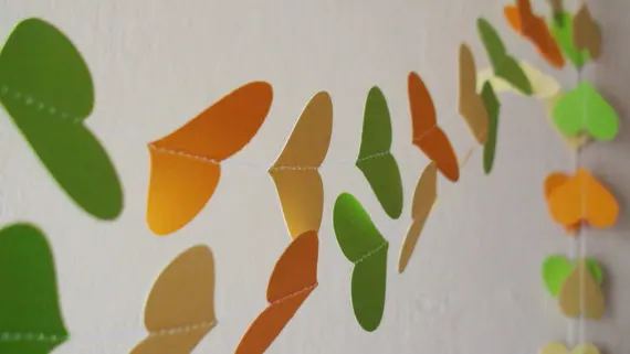 Yellow Orange Green Paper Heart 10ft Banners Wedding Garland Yellow Orange Green Paper Heart 10ft Banners Wedding Garland
