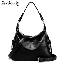 Znakomity женские кожаные женские сумочки Функциональная женская наплечная сумка Хобо черные сумки через плечо для женщин Сумочка