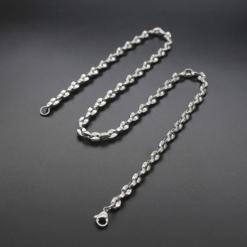 Модные Простые Новые Титановые стальные кофейные зерна ожерелье из нержавеющей стали женские модели горячая распродажа