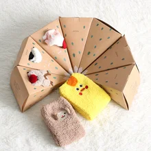 1 пара, милые плотные носки-тапочки с рисунком для женщин и девочек, плотные теплые махровые носки, Осень-зима, повседневные домашние махровые носки-Тапочки