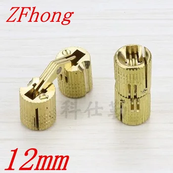 

4PCS 12mm brass Barrel Hinges Cylindrical Hidden Cabinet Concealed Invisible Brass Hinges Mount Door Furniture Hardware