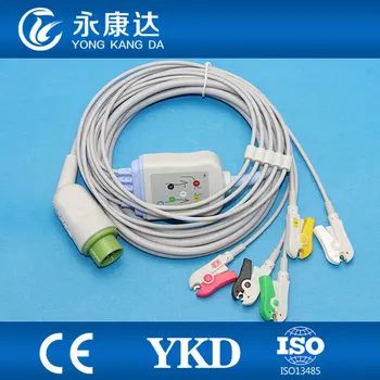 

Kontron one-piece ECG cable with 5 leads clip ecg cable 12 pin,IEC