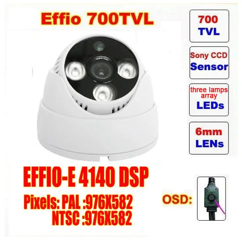 

Free shipping video camera mini dome camera sony effio three lamps array led infrared osd menu waterproof ir 20m c413h