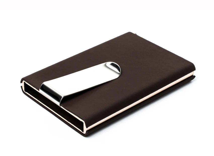 Brown card holder Бренд Winmax, черный, качественный кредитный держатель для карт, водонепроницаемый, для наличных денег, карманная коробка, алюминиевый, бизнес, для мужчин, ID, держатель для карт, подарки, кошелек - Цвет: Brown card holder