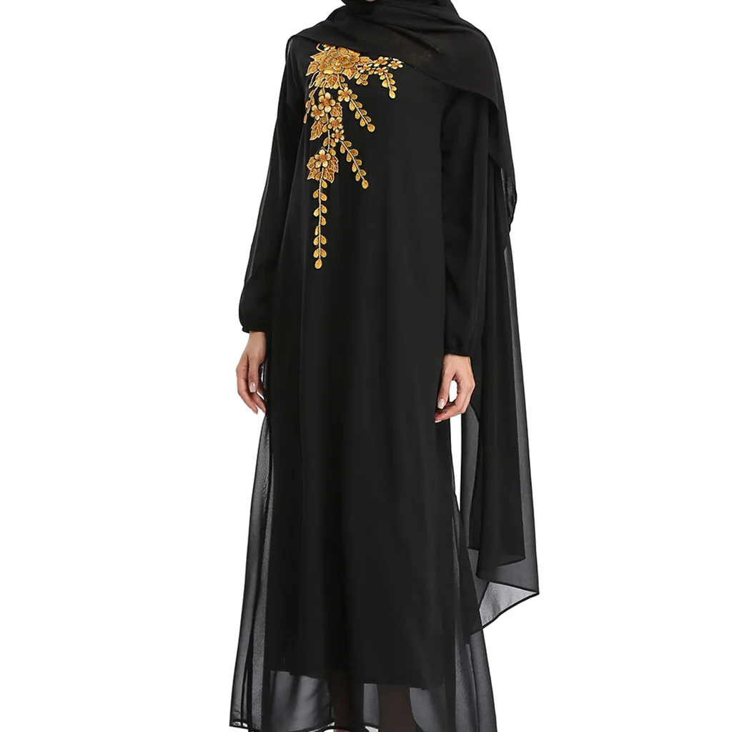 

Ramadan Dress Women Flower Embroidery Open Long Cardigan Maxi Dress Kimono Abaya Kaftan longsleeve dress muslim