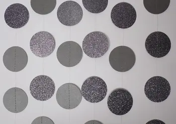 

Charcoal Grey Glitter Circle Garland, Paper Dot Garland, Wedding Reception Decor, Bridal Shower Decoration