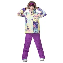 Gsou Снежный ветрозащитный Теплый женский лыжный костюм водонепроницаемый сноуборд зимний спортивный полный костюм альпинистская куртка и штаны 1409-001