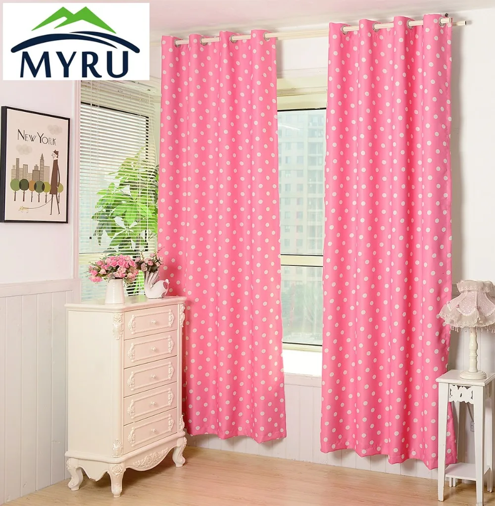 MYRU New pink cloth curtains dots curtain living room shade curtains