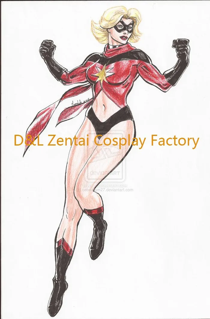 Free Shipping DHL Warbird Binary Ms Marvel Costume Captain Marvel Zentai Lycra Spandex Super Hero Cosplay Halloween Costume (3)