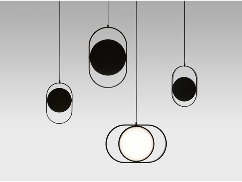 Современный минималистский дизайн круг PMMA одной головы подвесной светильник Nordic черный Регулируемый комнатный прикроватные украшения